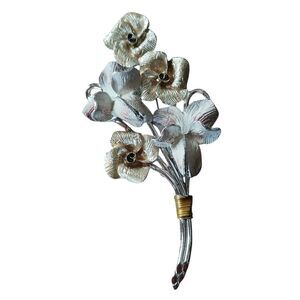 Vintage 1960's Dina Panagopoulos NY Enamel Pin Flower Bouquet Brooch